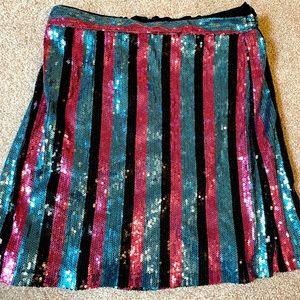 Girls sequin glitter 80s disco skirt pink black blue